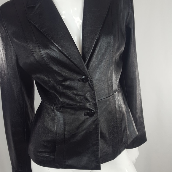 VENUS black leather jacket Small - Picture 3 of 8